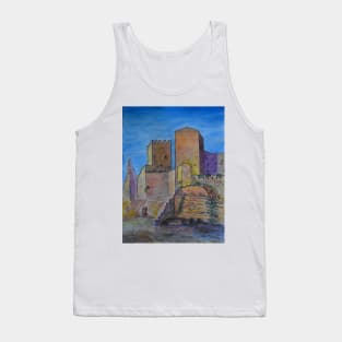 Watercolor Sketch - Castello di Lombardia, Enna, Sicily Tank Top